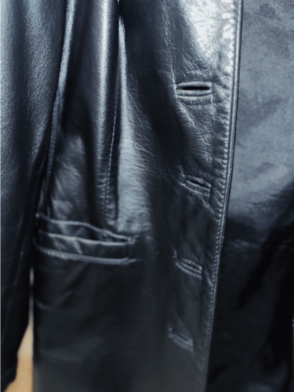 Vintage Leather Ranch Blazer Jacket Size XS / US 1 Black Genuine Leather - Picture 4 of 9